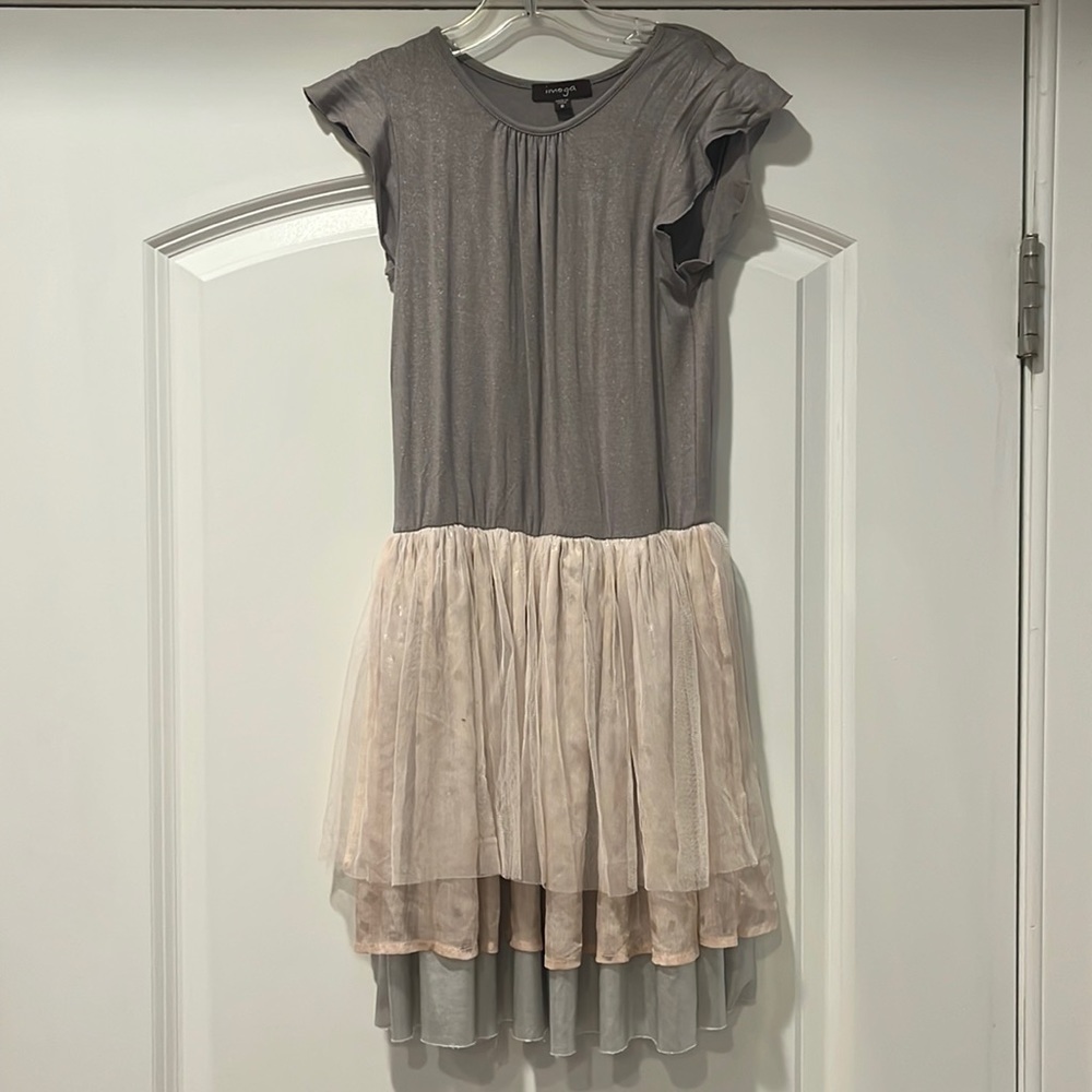 Imoga girls size 8 pink and grey dress